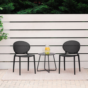Gartenstuhl 4er Set Schwarz Kunststoff Stapelstühle Balkonstuhl