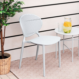 Gartenstuhl 4er Set Grau Kunststoff Stapelstühle Balkonstuhl