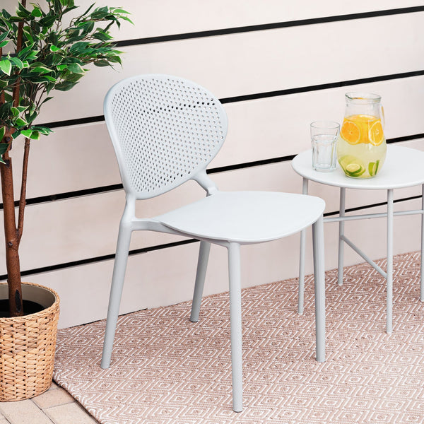 Gartenstuhl 4er Set Grau Kunststoff Stapelstühle Balkonstuhl