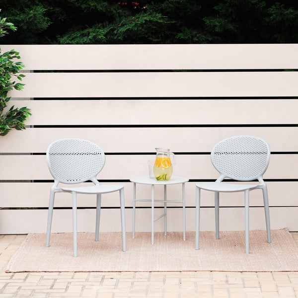 Gartenstuhl 4er Set Grau Kunststoff Stapelstühle Balkonstuhl