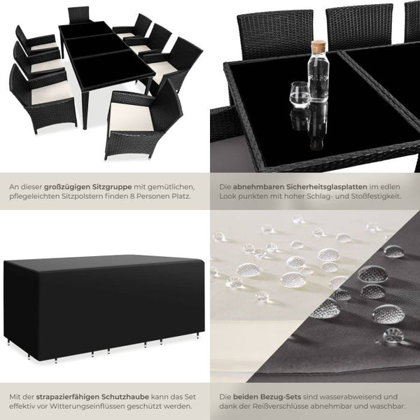 Aluminium Rattan Sitzgruppe Menorca schwarz