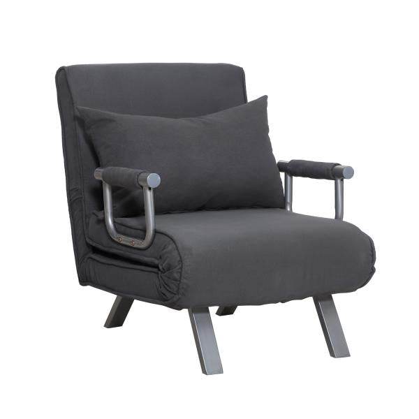 Schlafsofa mit Armlehne 3-in-1 Schlafsessel Gästebett Klappbett Chaiselongue Grau