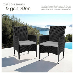 2er Set Rattanstuhl Nantes schwarz/beige
