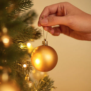 24er Set Weihnachtskugeln weiss/gold