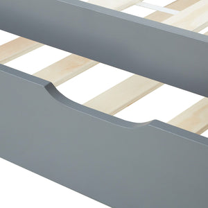 Holzbett 90x200 cm Grau | ausziehbar zum Doppelbett | Koje |mit Lattenrost | Duo-Bett kombinierbar Verwandlungsbett Multifunktionsbett