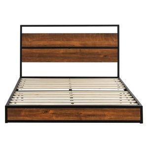 Metallbett mit Matratze & Lattenrost 140x200 cm Schwarz Braun