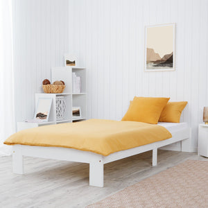 Holzbett 90x200 cm Weiss | Einzelbett | mit Lattenrost | massiv | Kind Jugend Gast