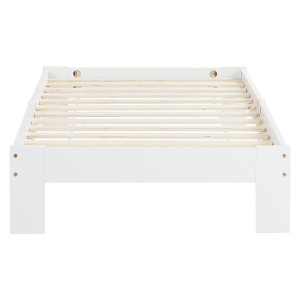 Holzbett 90x200 cm Weiss | Einzelbett | mit Lattenrost | massiv | Kind Jugend Gast