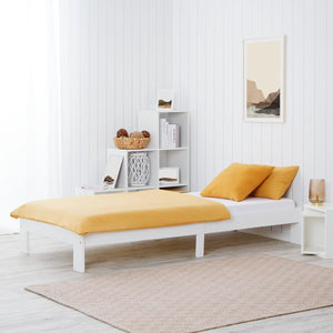 Holzbett 90x200 cm Weiss | Einzelbett | mit Lattenrost | massiv | Kind Jugend Gast