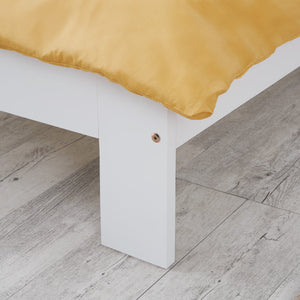 Holzbett 90x200 cm Weiss | Einzelbett | mit Lattenrost | massiv | Kind Jugend Gast
