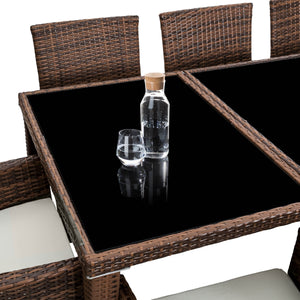 Aluminium Rattan Sitzgruppe Monaco 8+1 schwarz/braun