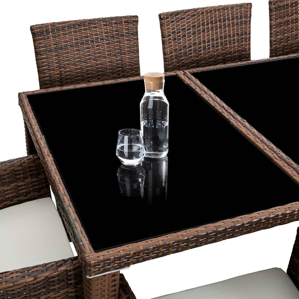 Aluminium Rattan Sitzgruppe Monaco 8+1 schwarz/braun