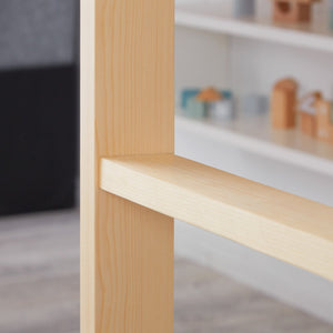 Hochbett Kinder 90x200 cm Weiss | Leiter Natur | Rausfallschutz | mit Lattenrost