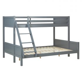 Etagenbett 2 Liegeflächen 90x200 cm und 140x200 cm Grau | mit Lattenrost