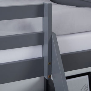 Etagenbett mit 2 Matratzen 90x200 und 140x200 Grau