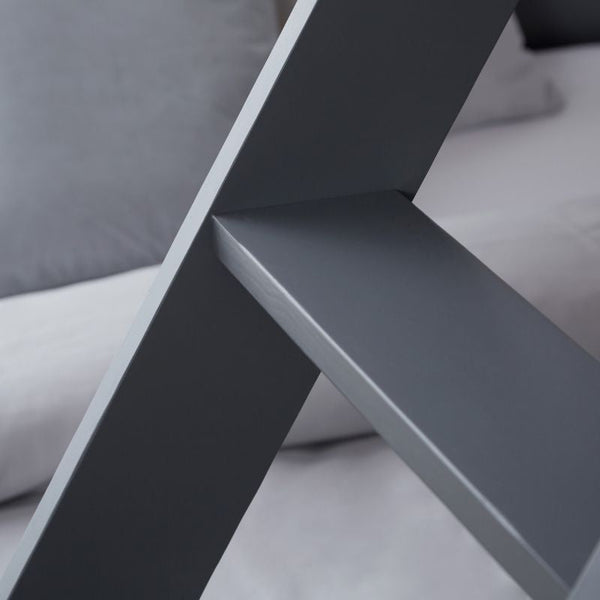 Etagenbett 2 Liegeflächen 90x200 cm und 140x200 cm Grau | mit Lattenrost