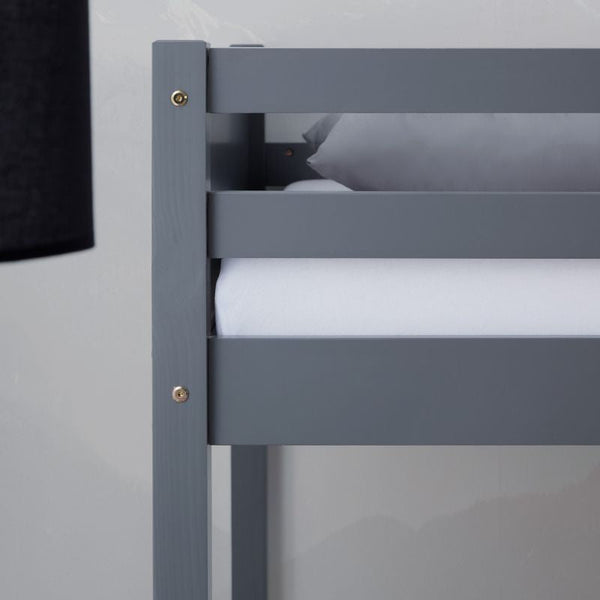 Etagenbett 2 Liegeflächen 90x200 cm und 140x200 cm Grau | mit Lattenrost