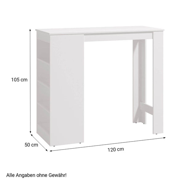 Bartisch 120x50 cm Eiche Natur Weiss