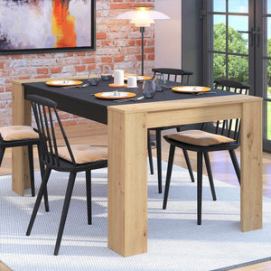 Esszimmertisch 154x90 cm Holz Massiv Eiche Schwarz