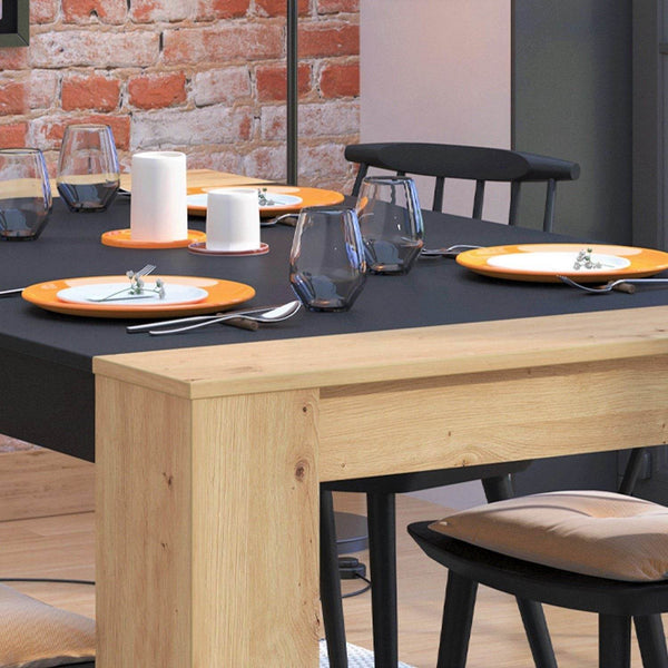 Esszimmertisch 154x90 cm Holz Massiv Eiche Schwarz