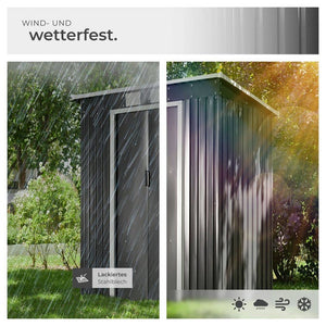 Gartenhaus mit Schrägdach grau/weiss