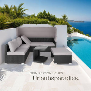 Rattan Lounge mit Aluminiumgestell San Marino schwarz
