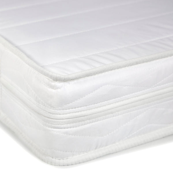 Hochbett Kinder 90x200 cm Weiss mit Vorhang in Rosa | mit Lattenrost | mit Matratze