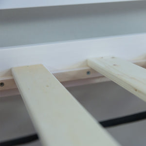 Hochbett Kinder 90x200 cm Weiss mit Vorhang in Rosa Tunnel | mit Lattenrost | mit Matratze