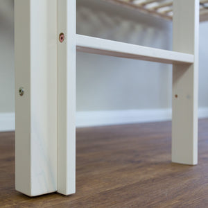 Hochbett Kinder 90x200 cm Weiss mit Vorhang in Rosa Rutsche Turm Tunnel mit Lattenrost mit Matratze