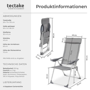 4 Aluminium Gartenstühle mit Kopfteil