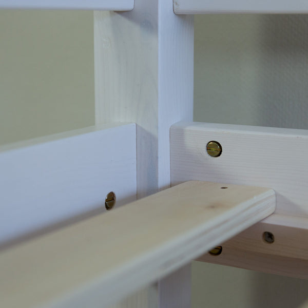 Hochbett mit Matratze 90x200 cm Rutsche Leiter Holz Kiefer Vorhang blau Lattenrost