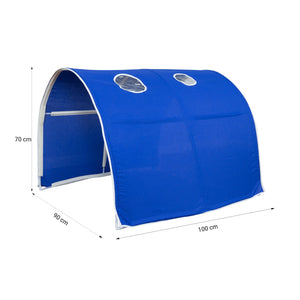 Hochbett mit Matratze 90x200 Rutsche Vorhang Tunnel blau Spielbett Lattenrost