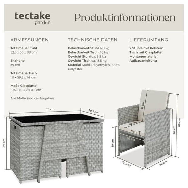 Rattan Sitzgruppe Lausanne hellgrau