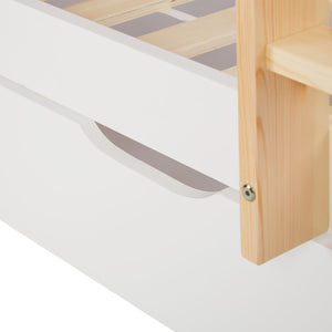 Etagenbett 3 Ebenen 90x200 cm Weiss Leitern Natur mit Bettkasten mit Lattenrost