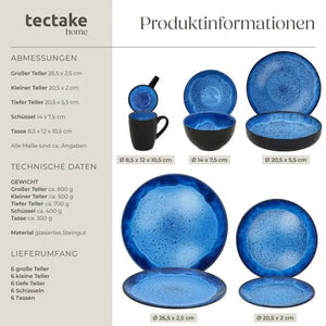 Kombiservice Mare Steingut 30-tlg. für 6 Personen blau