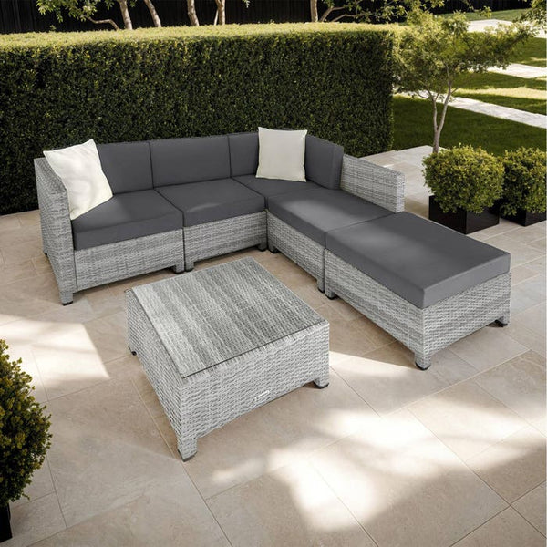 Aluminium Rattan Lounge hellgrau