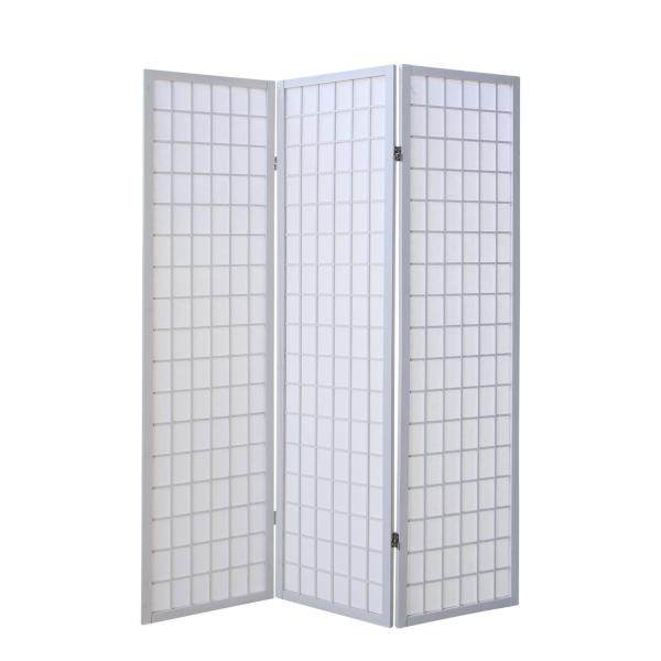 3 fach Holz Paravent Raumteiler Shoji weiss