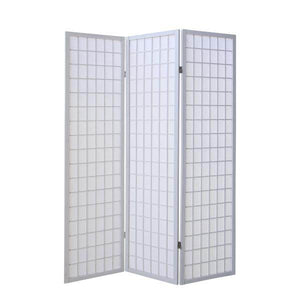 3 fach Holz Paravent Raumteiler Shoji weiss