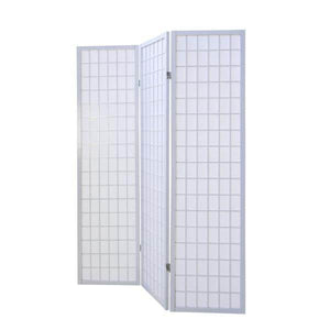 3 fach Holz Paravent Raumteiler Shoji weiss