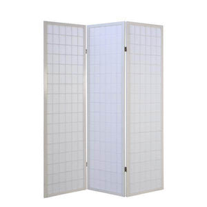 3 fach Holz Paravent Raumteiler Shoji weiss