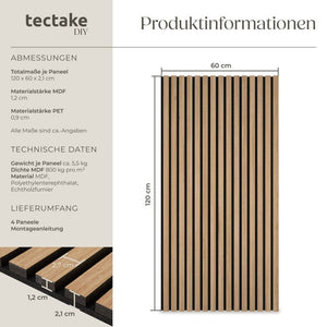 Sonic Wall Holzoptik in Eiche 4er Set Eiche 4er Set