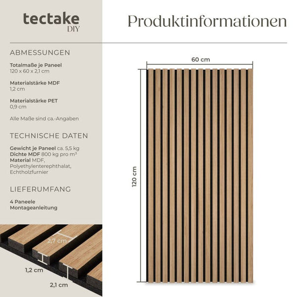 Sonic Wall Holzoptik in Eiche 4er Set Eiche 4er Set