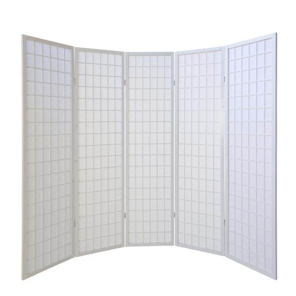 5fach Holz Paravent Raumteiler Trennwand Shoji Faltbar Weiss