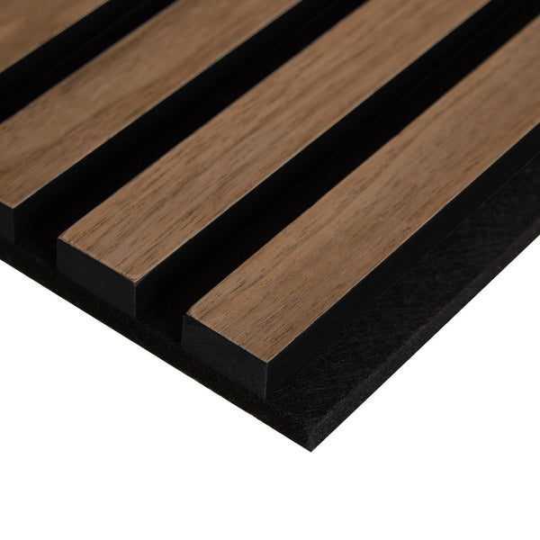 2er-Set |Akustikpaneele Wandpaneele 60 x 60 cm Braun Walnuss | Holz | 3D Leisten