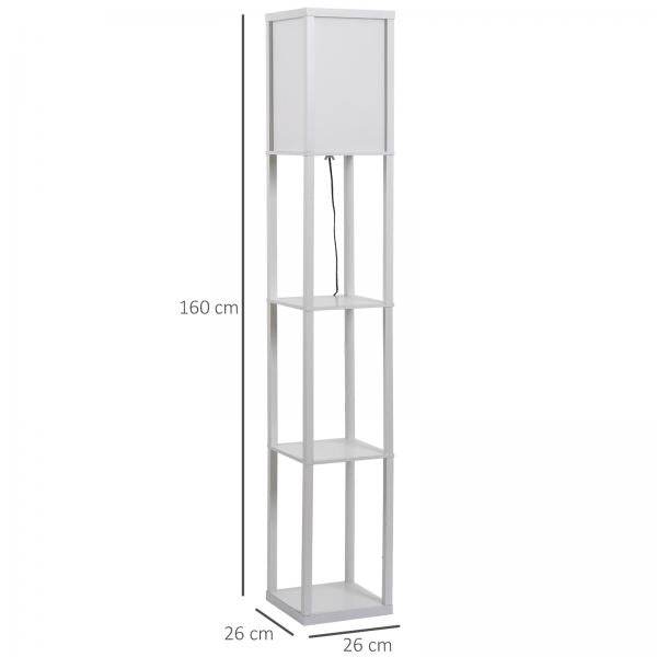 Stehleuchte Beleuchtung mit 3 Regalen E27 bis 40W E1-MDF Weiss