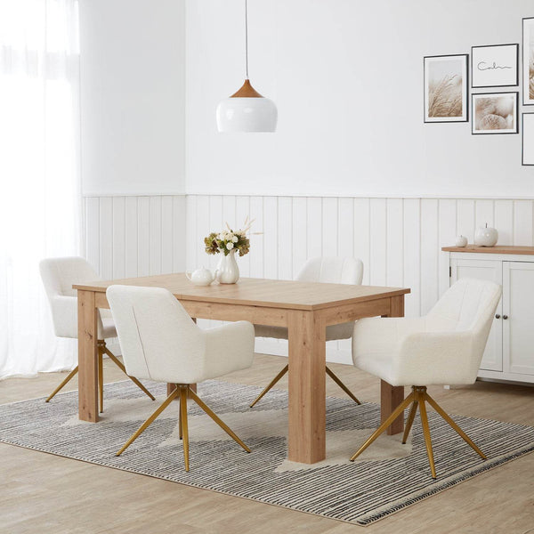 Esstisch mit 4 Stühlen Essgruppe Set 160x90 cm Eiche Beige