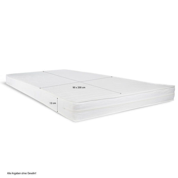 Polsterbett 90x200 cm Grau | Futonbett | mit Lattenrost | mit Matratze | Stoffbett