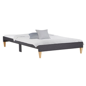 Polsterbett 90x200 cm Grau | Futonbett | mit Lattenrost | mit Matratze | Stoffbett