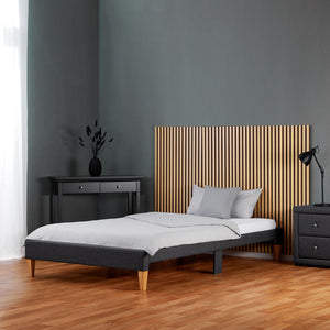 Polsterbett 90x200 cm Grau | Futonbett | mit Lattenrost | mit Matratze | Stoffbett