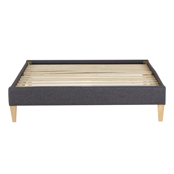 Polsterbett 90x200 cm Grau | Futonbett | mit Lattenrost | mit Matratze | Stoffbett